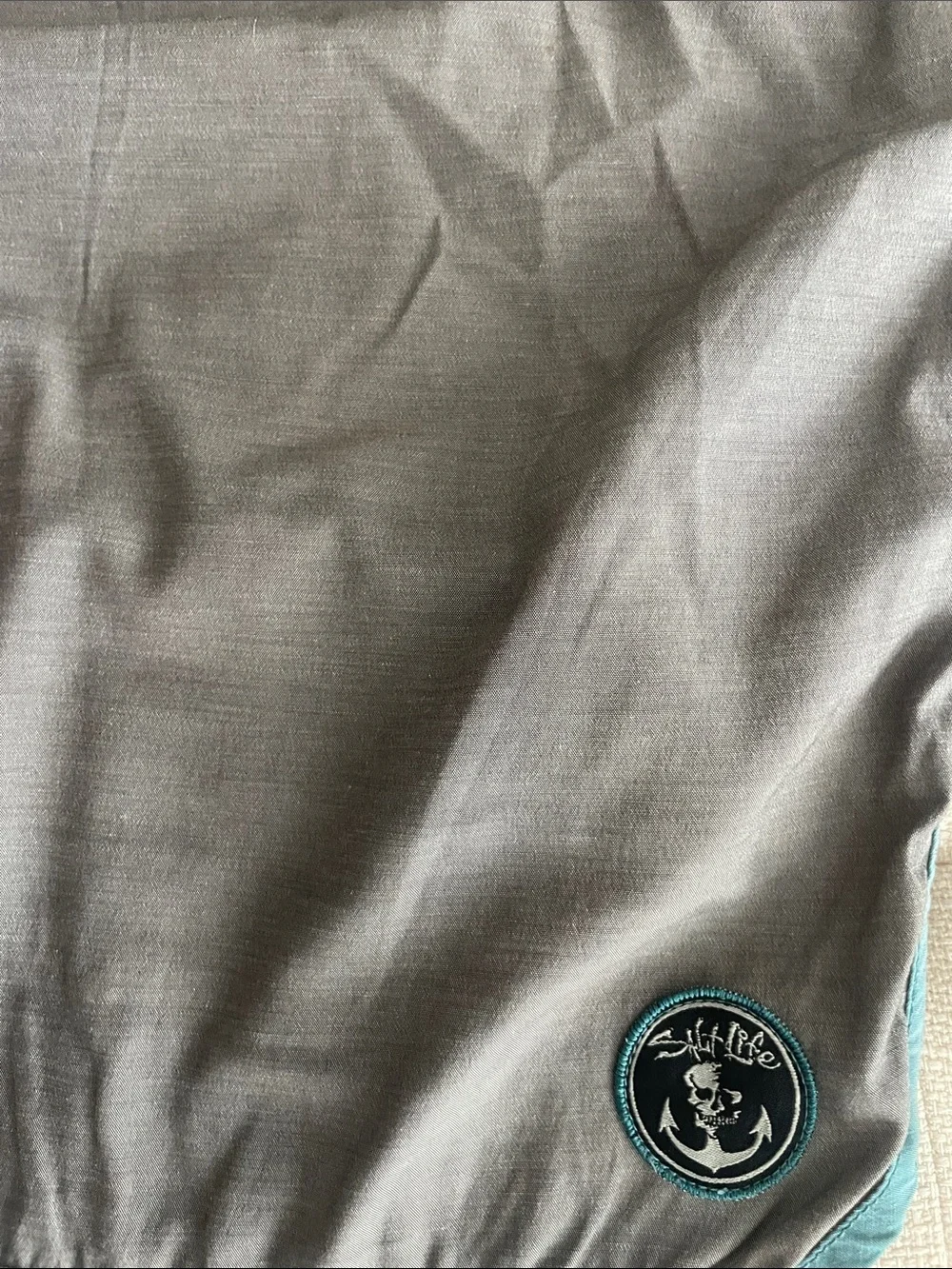 Men's Gray Swim Trunks with Teal Accents